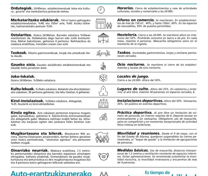 El Consejo Asesor del LABI acuerda flexibilizar las actividades al aire libre y ampliar el horario de cese de actividades